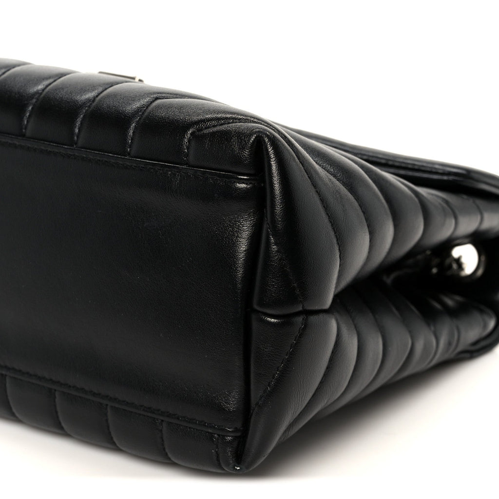 Calfskin Y Quilted Monogram Medium Loulou Chain Satchel Black