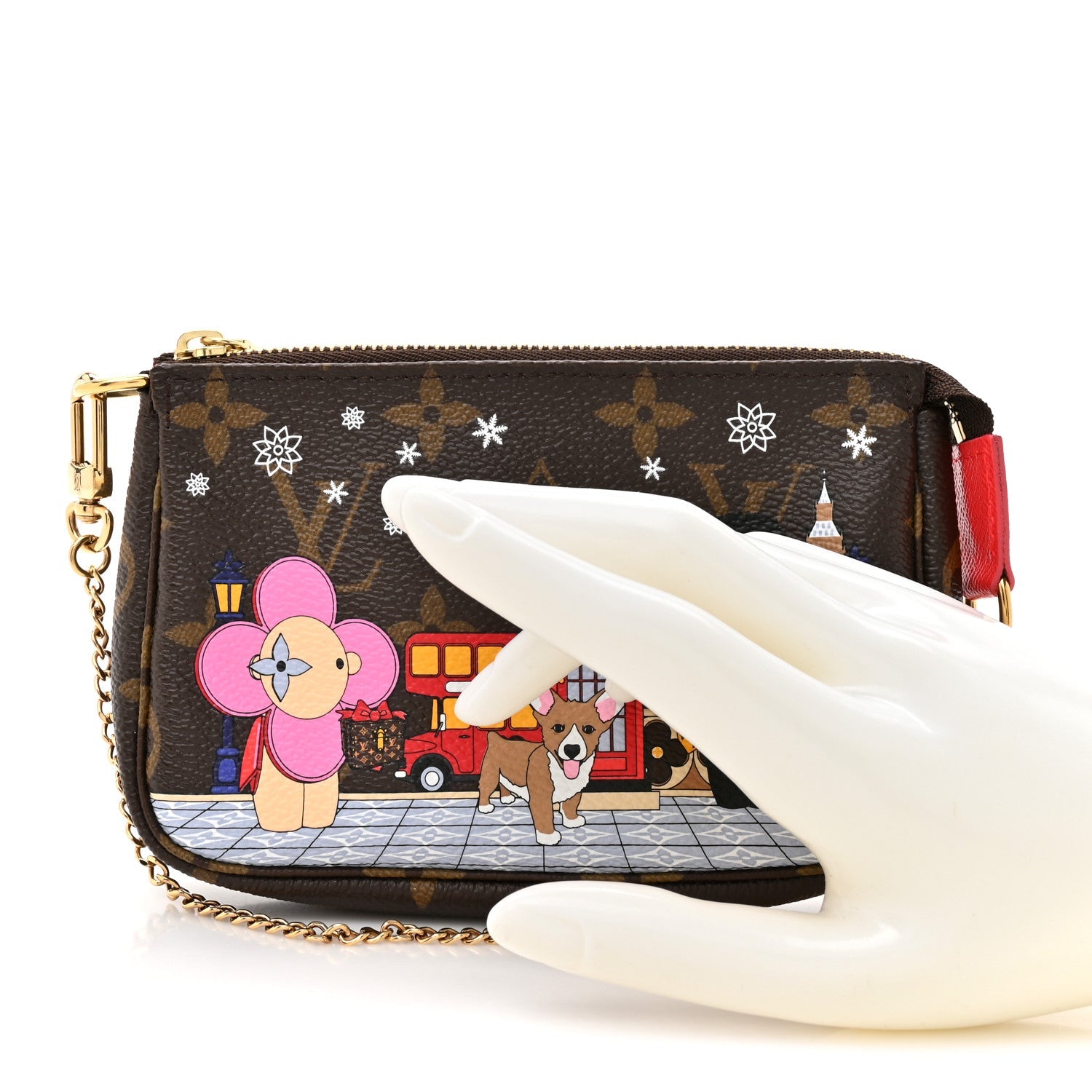 Monogram 2021 Christmas Animation London Mini Pochette Accessories Red