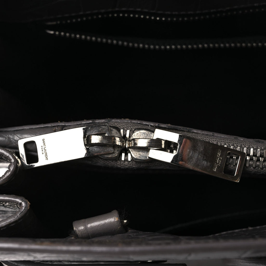 Calfskin Crocodile Embossed Small Sac de Jour Fog