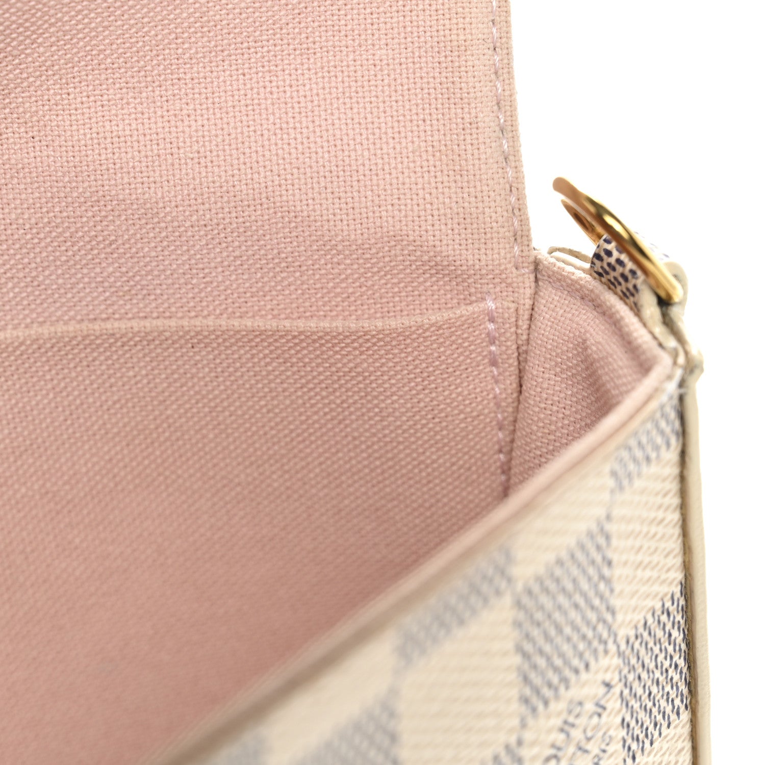 Damier Azur Pochette Felicie Chain Wallet Rose Ballerine