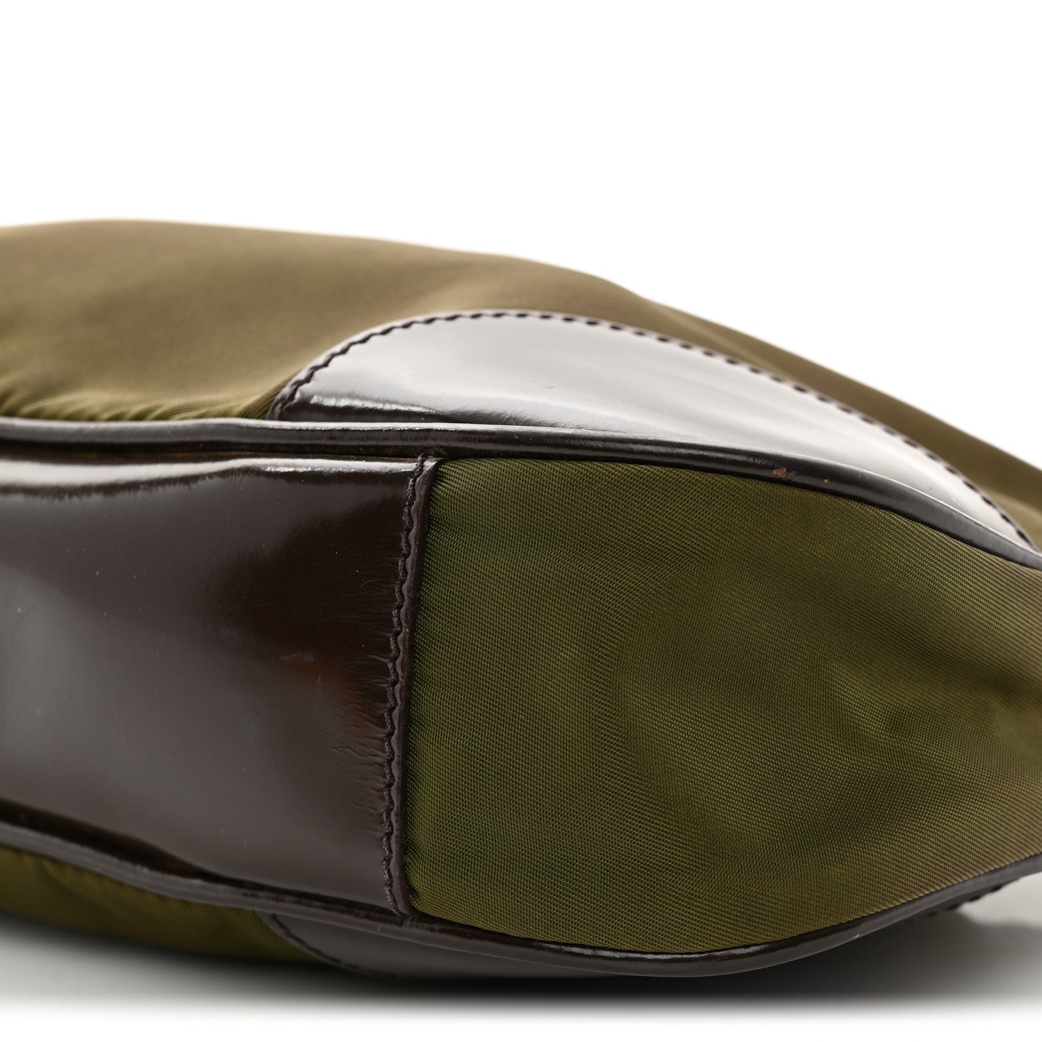 Tessuto Nylon Soft Calf Shoulder Bag Green Brown