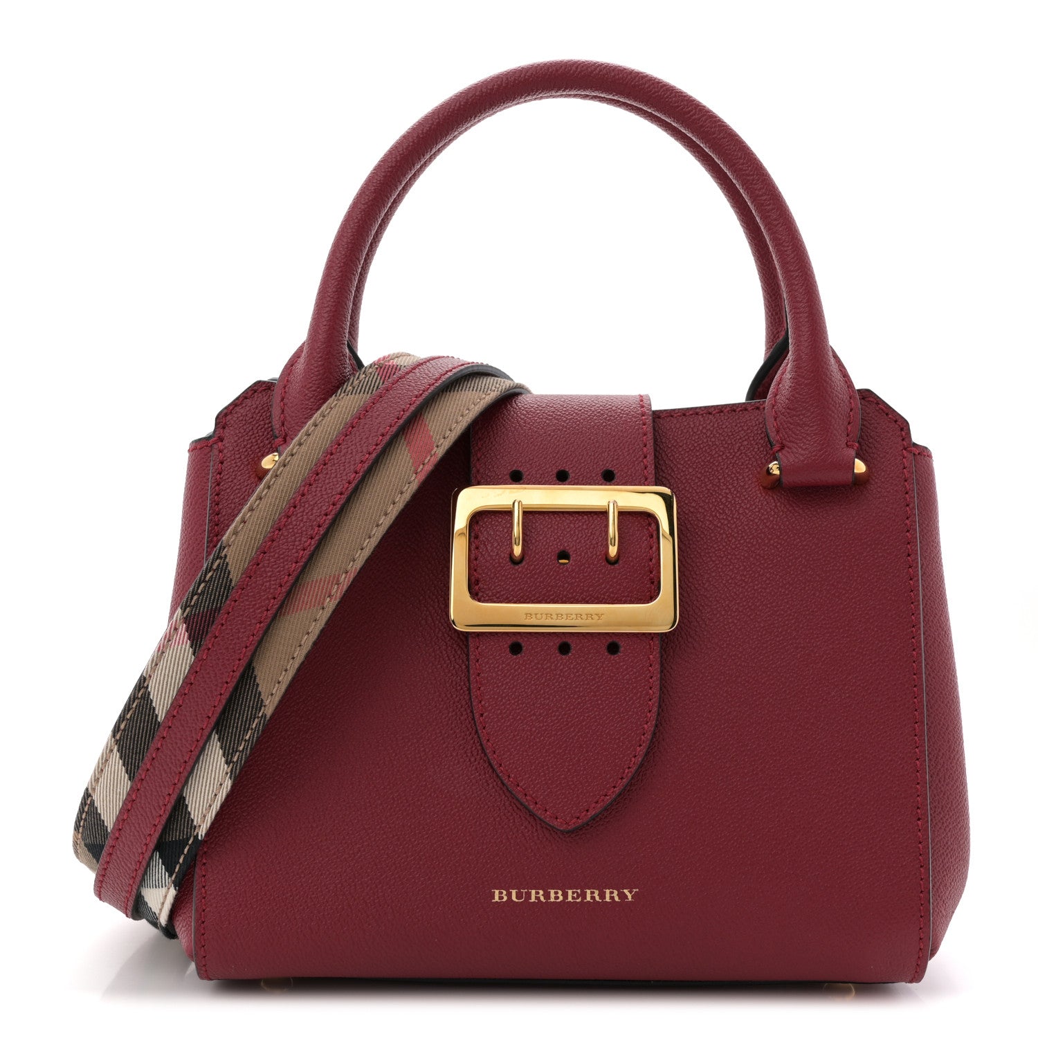 Soft Grain Calfskin Small Buckle Tote Parade Red