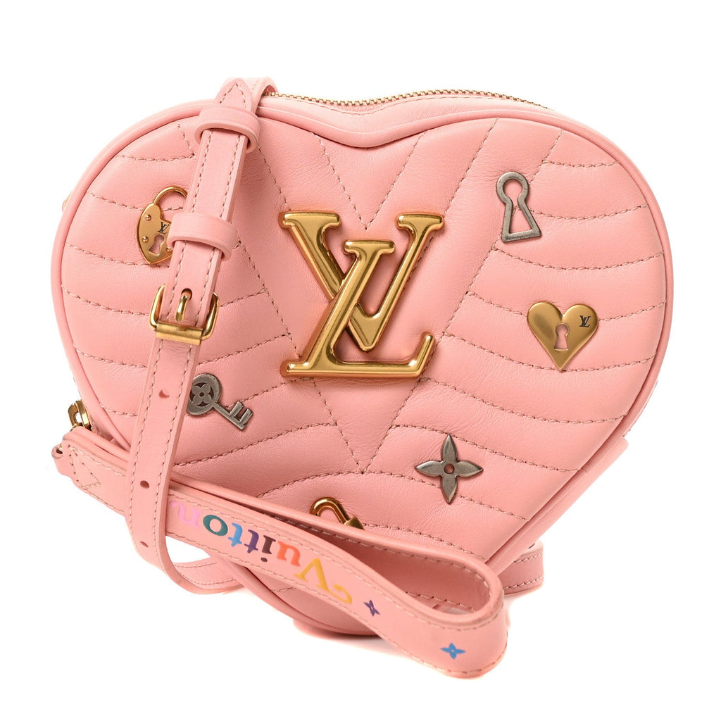 Calfskin Embellished New Wave Love Lock Heart Bag Rose Pomettes