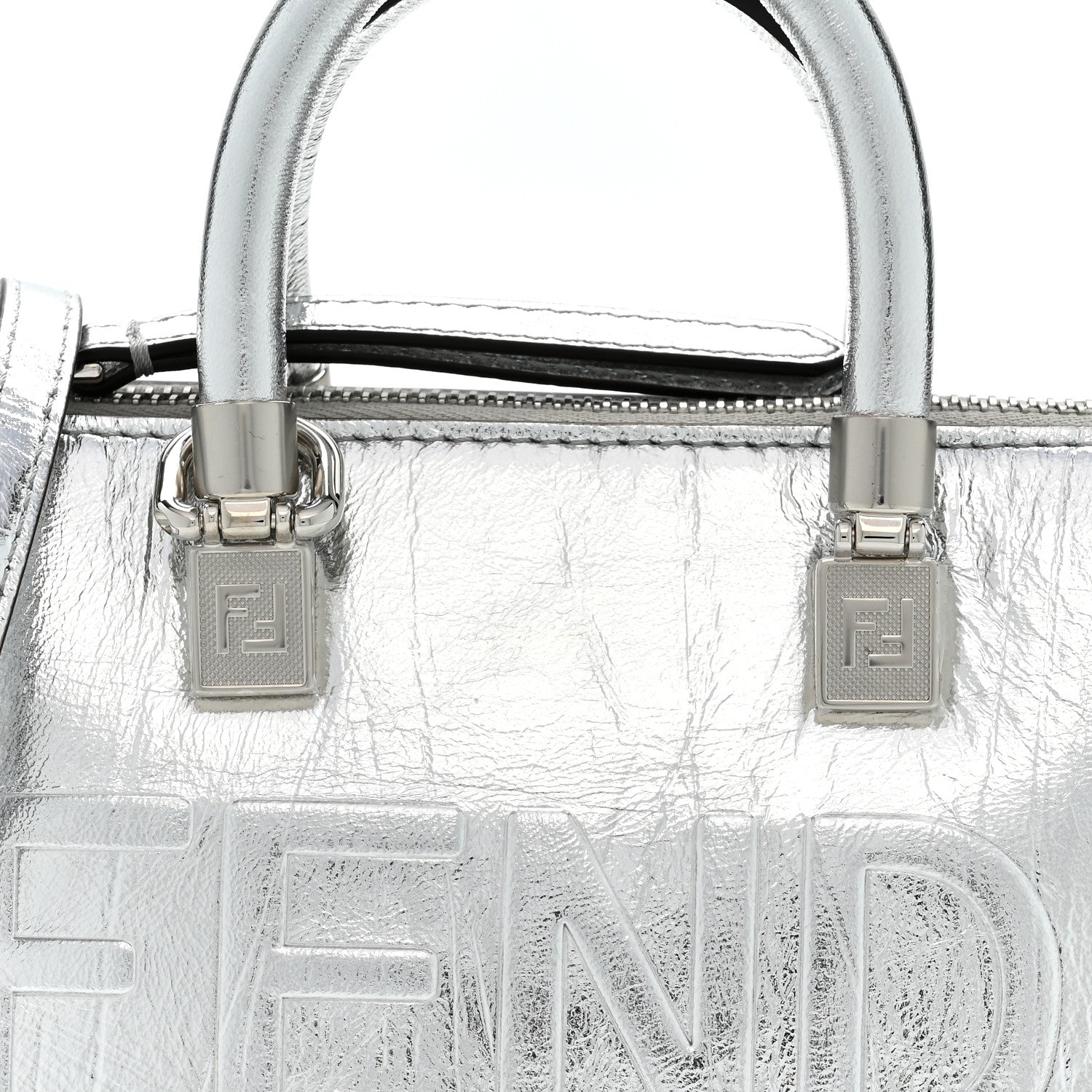 Rock Millenium Logo Embossed Mini By The Way Top Handle Boston Bag Argento