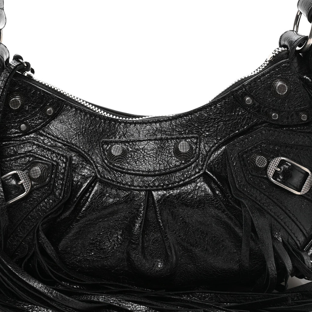 Agneau Arena Le Cagole Fringe Shoulder Bag XS Black