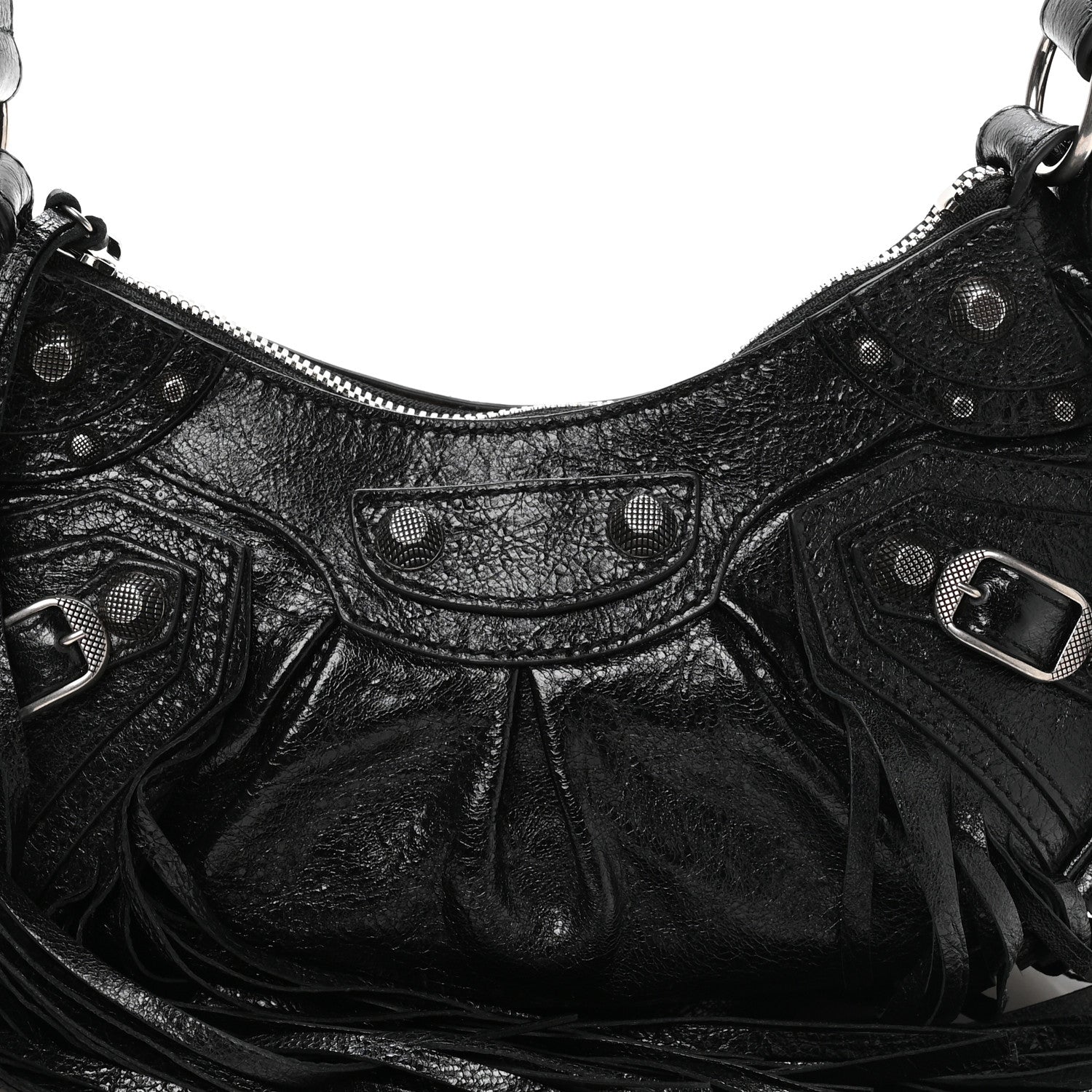 Agneau Arena Le Cagole Fringe Shoulder Bag XS Black
