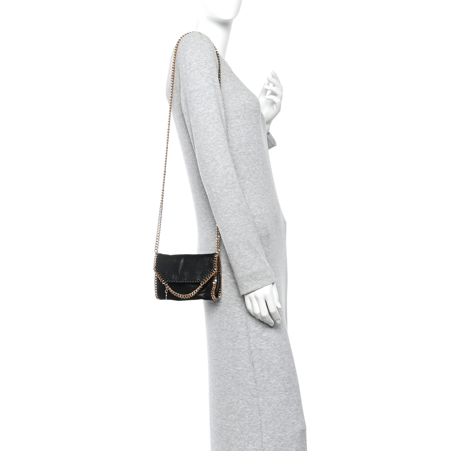 Shaggy Deer Tiny Fold Over Falabella Tote Black