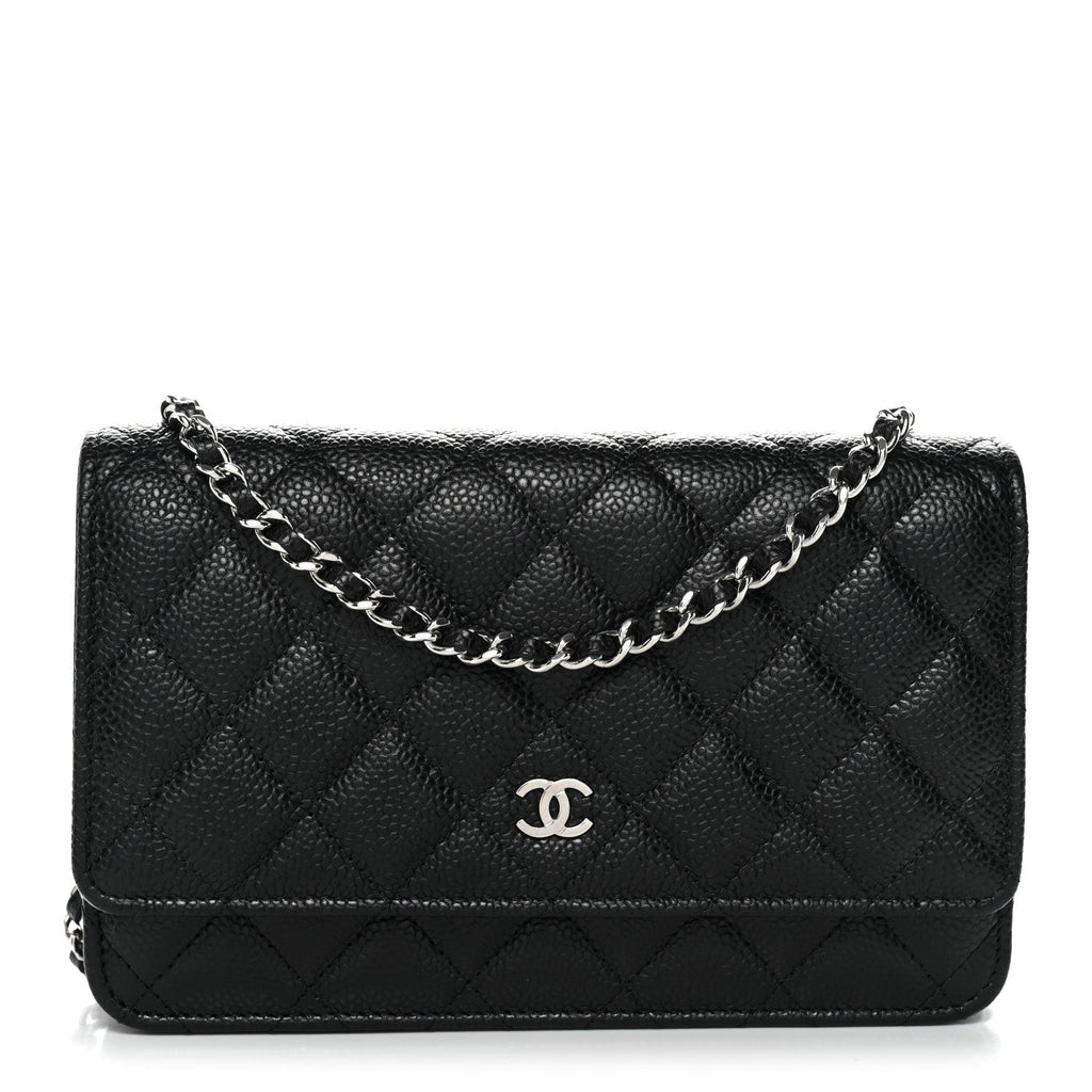 Caviar Quilted Wallet on Chain WOC Black