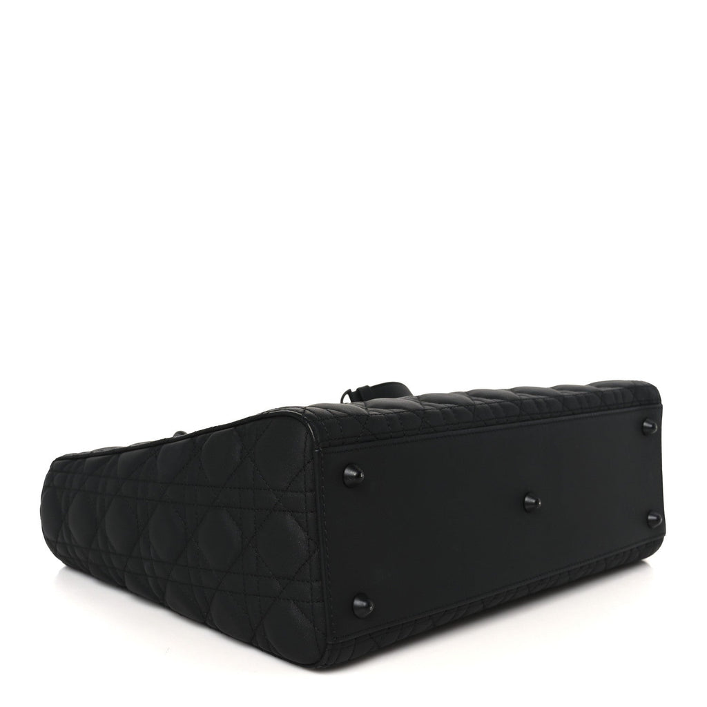 Ultra Matte Calfskin Cannage Large Lady Dior Black
