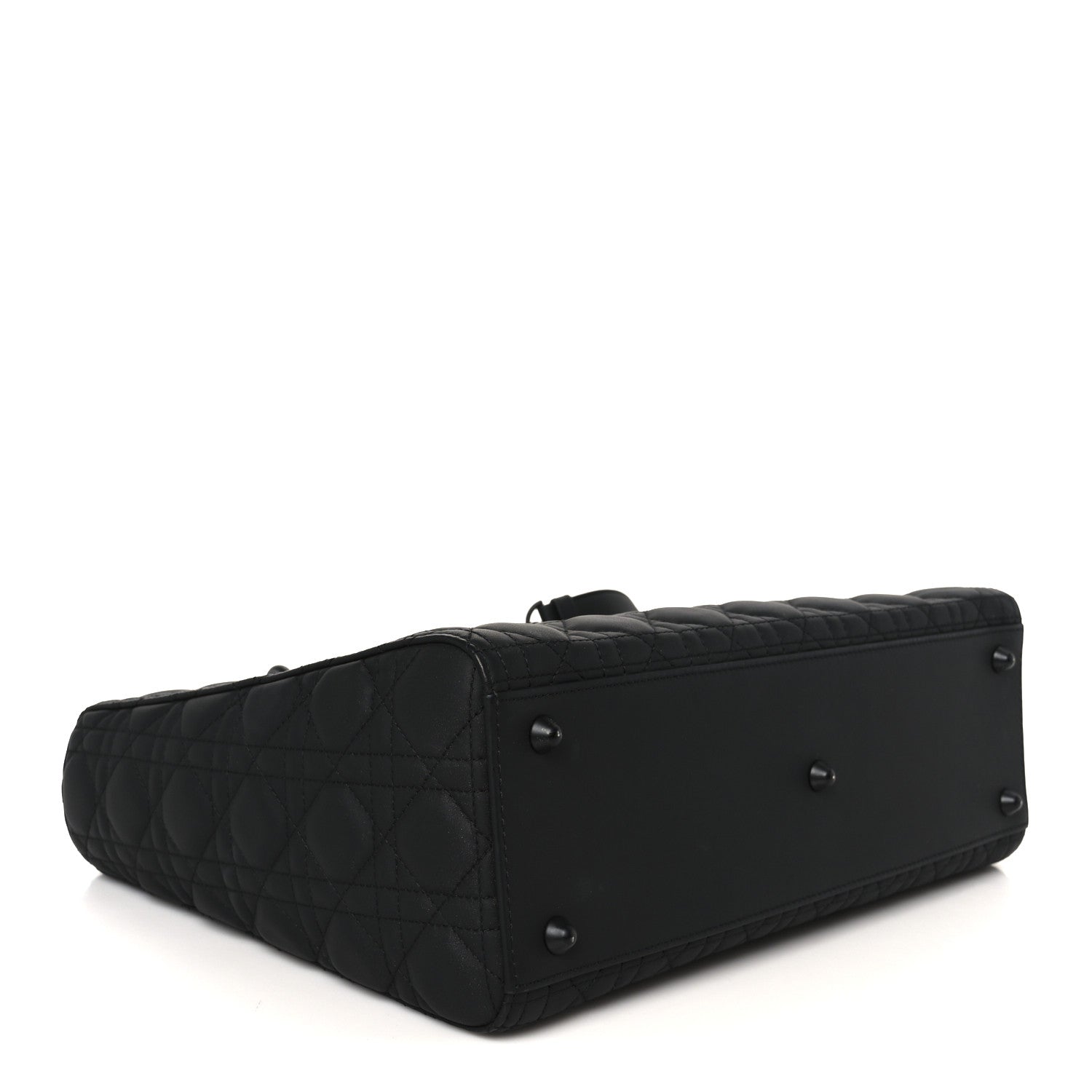 Ultra Matte Calfskin Cannage Large Lady Dior Black