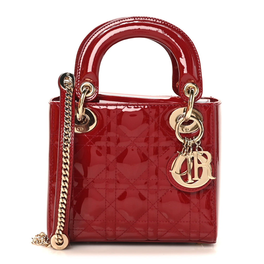 Patent Cannage Mini Lady Dior Red