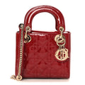 Patent Cannage Mini Lady Dior Red
