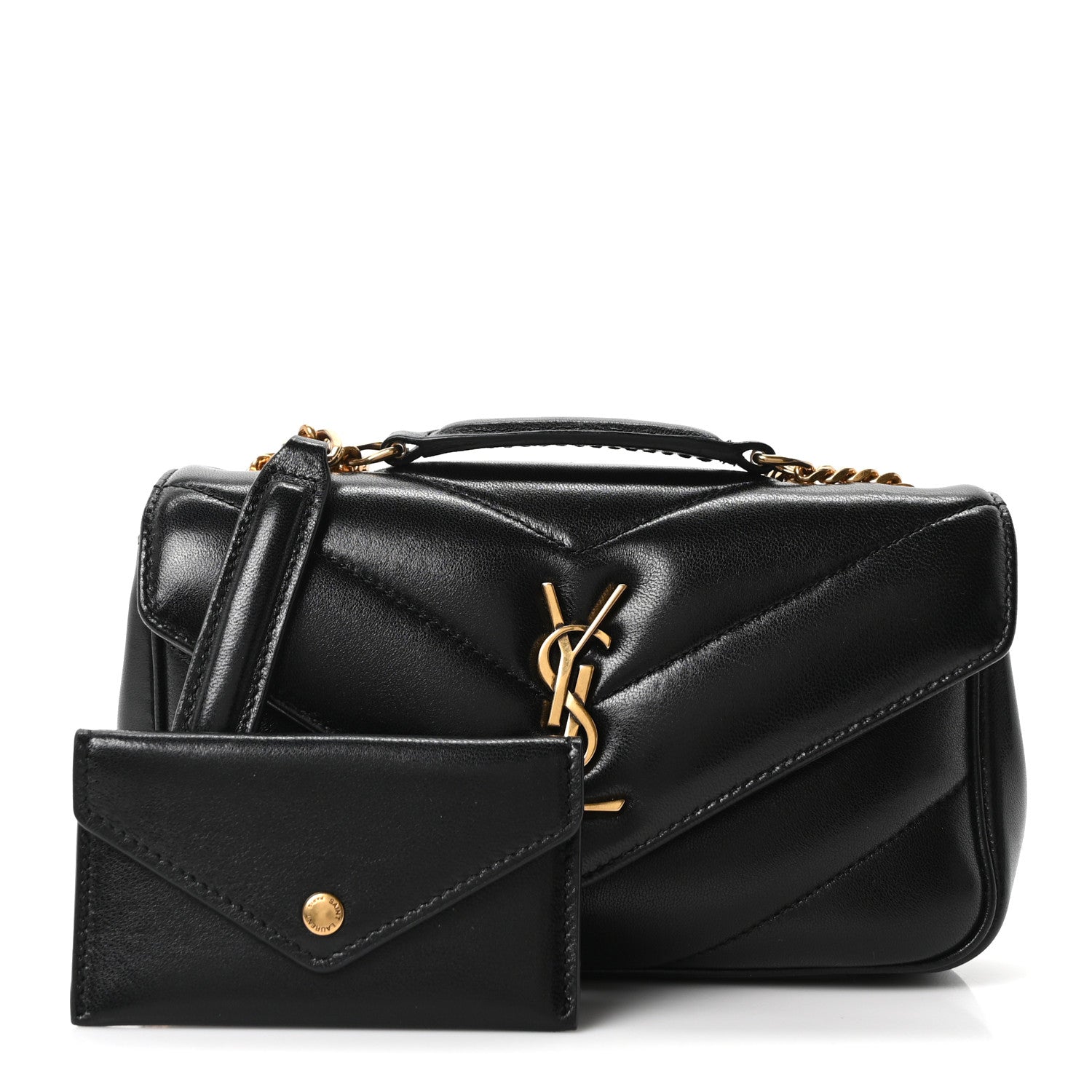 Lambskin Chevron Quilted Mini LouLou Black