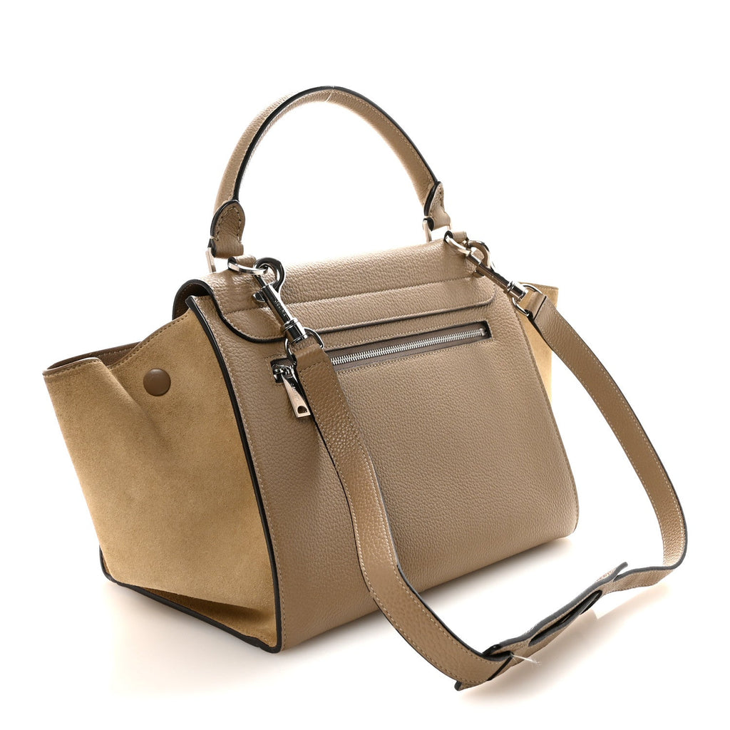 Drummed Calfskin Suede Medium Trapeze Dune