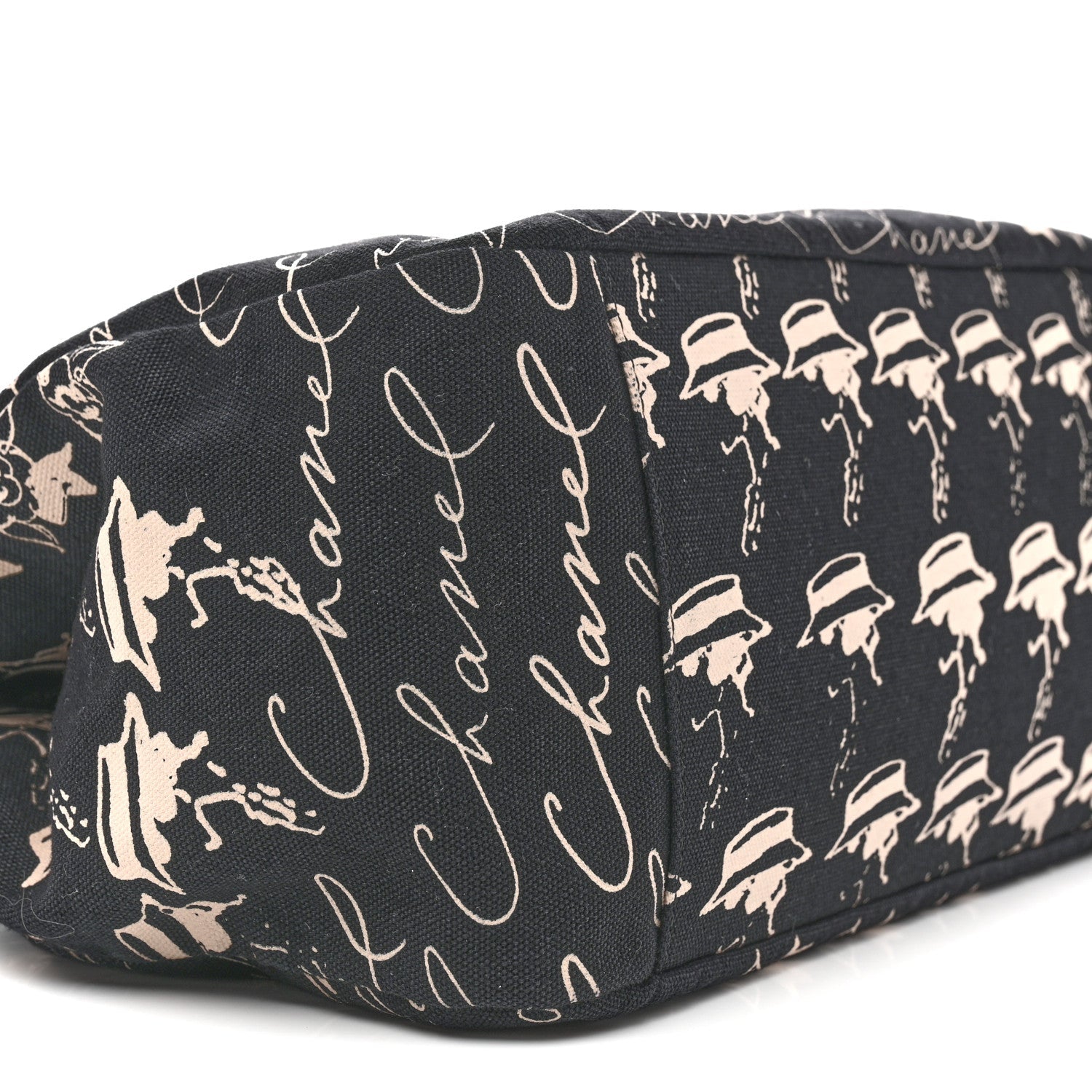 Canvas Camellia Flower Tote Black