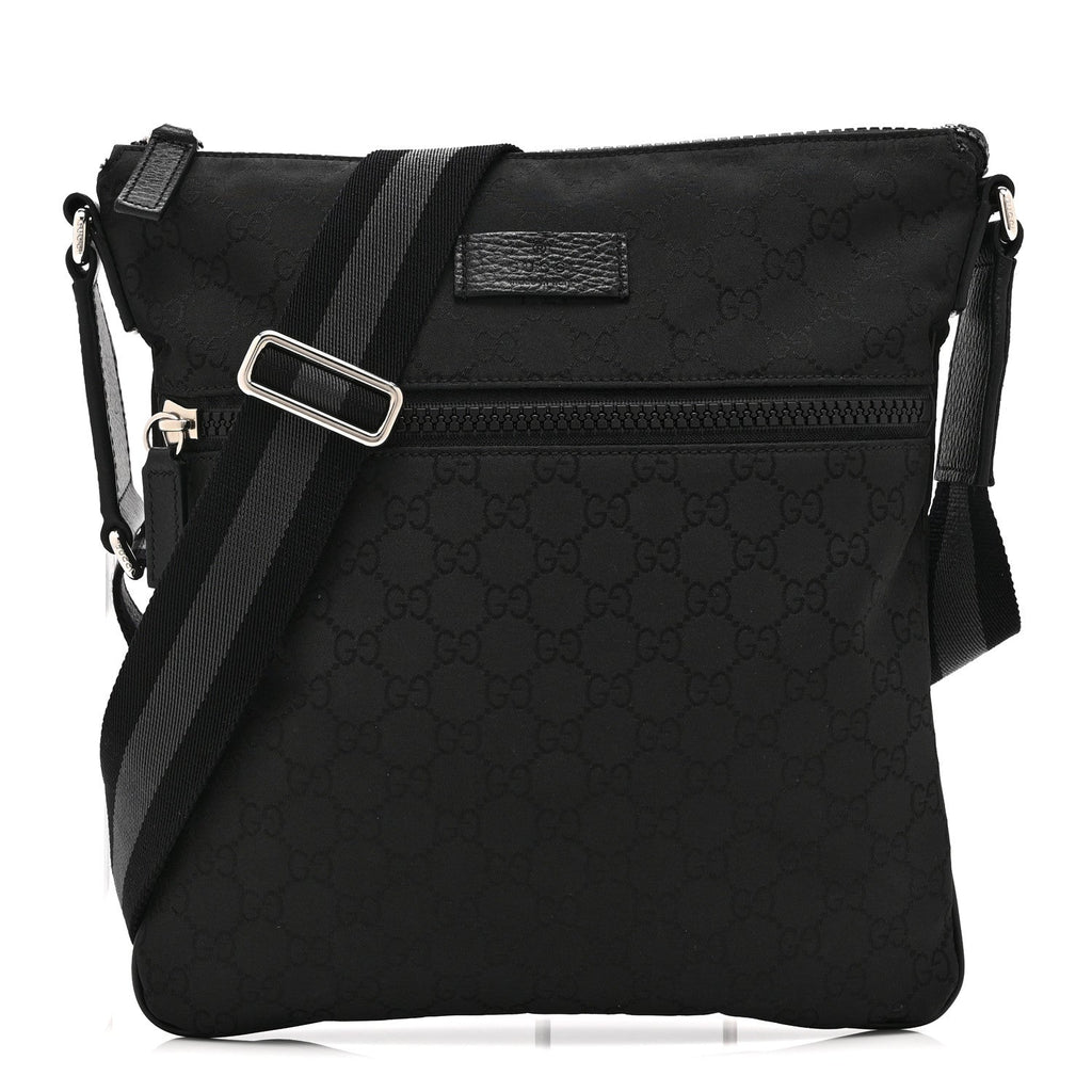 Nylon Monogram Small Flat Messenger Bag Black
