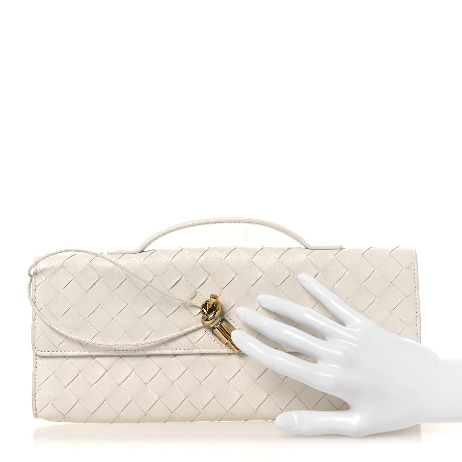 Nappa Intrecciato Long Andiamo Top Handle Clutch Sea Salt