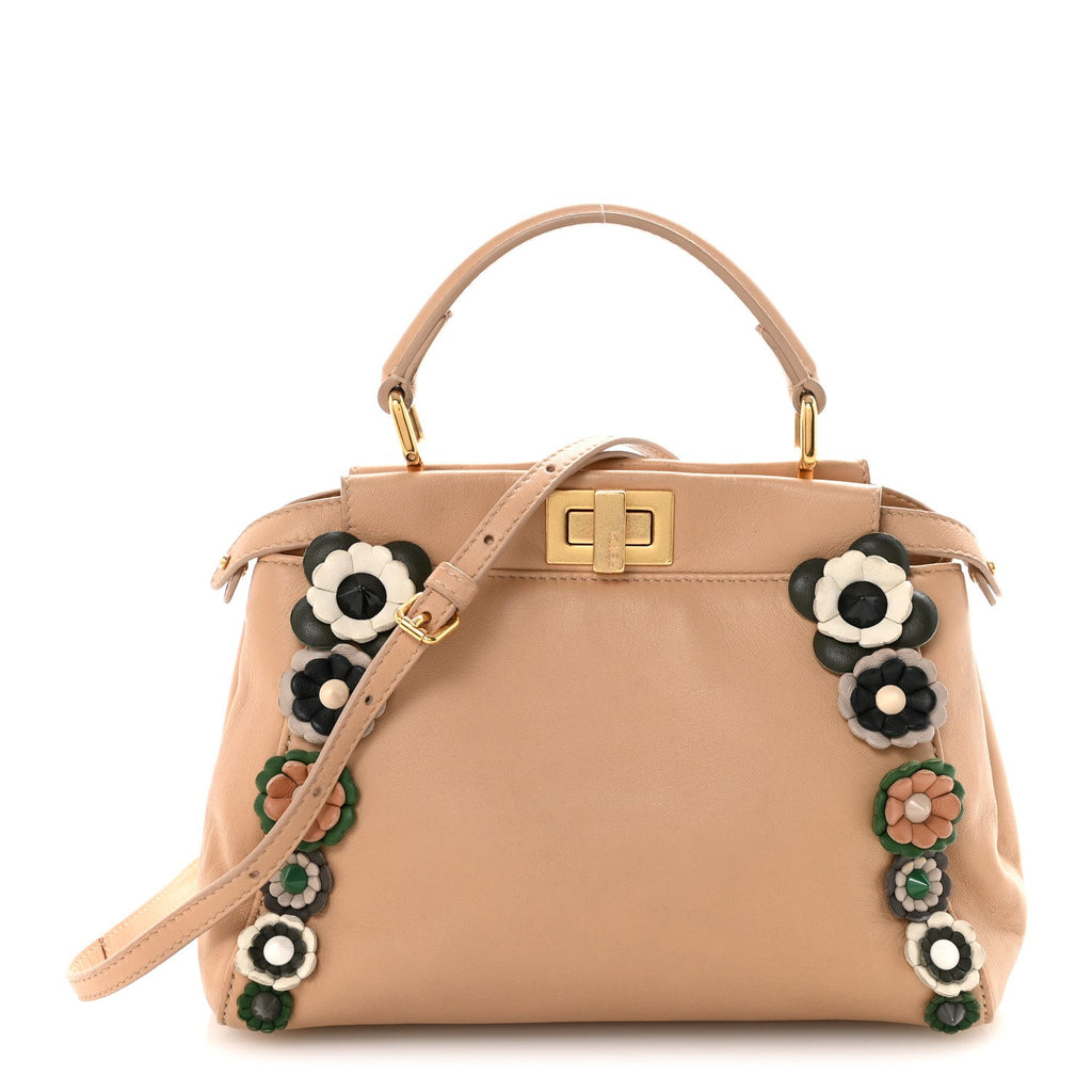 Nappa Flowerland Mini Peekaboo Iconic Satchel Miele Scuro