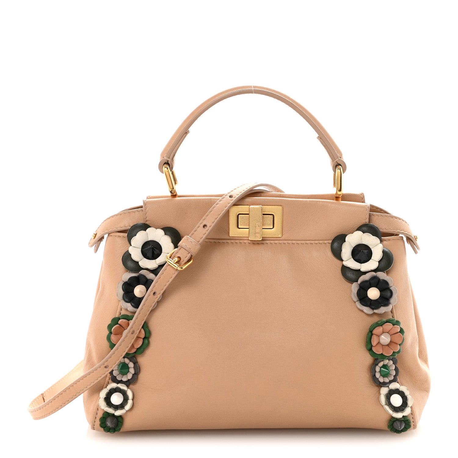 Nappa Flowerland Mini Peekaboo Iconic Satchel Miele Scuro