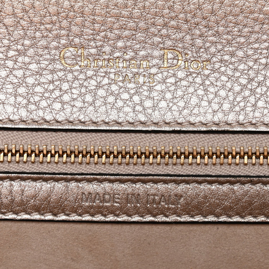 Metallic Grained Calfskin Small Diorama Flap Bag Copper