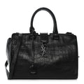 Calfskin Crocodile Embossed Small Monogram Cabas Black