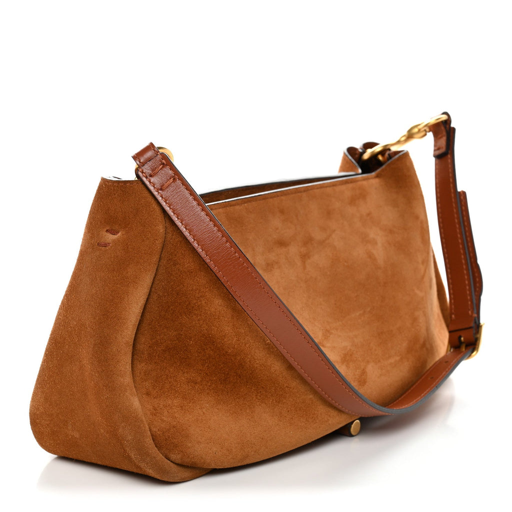 Shiny Grained Calfskin Small Marcie Clutch Tan