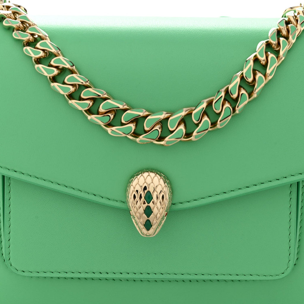 Calfskin Serpenti Forever Maxi Chain Crossbody Bag Green
