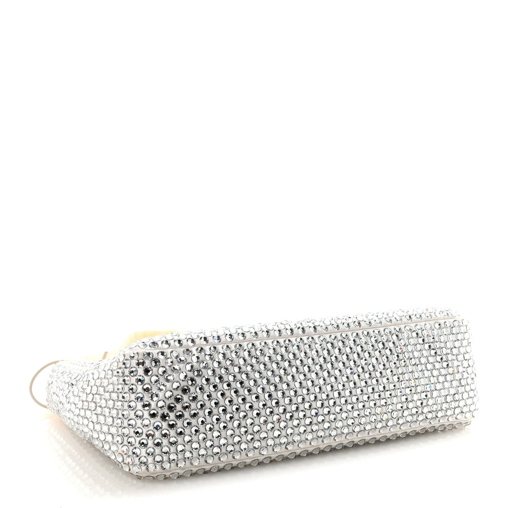 Satin Crystal Mini Re-Edition 2000 Bag White