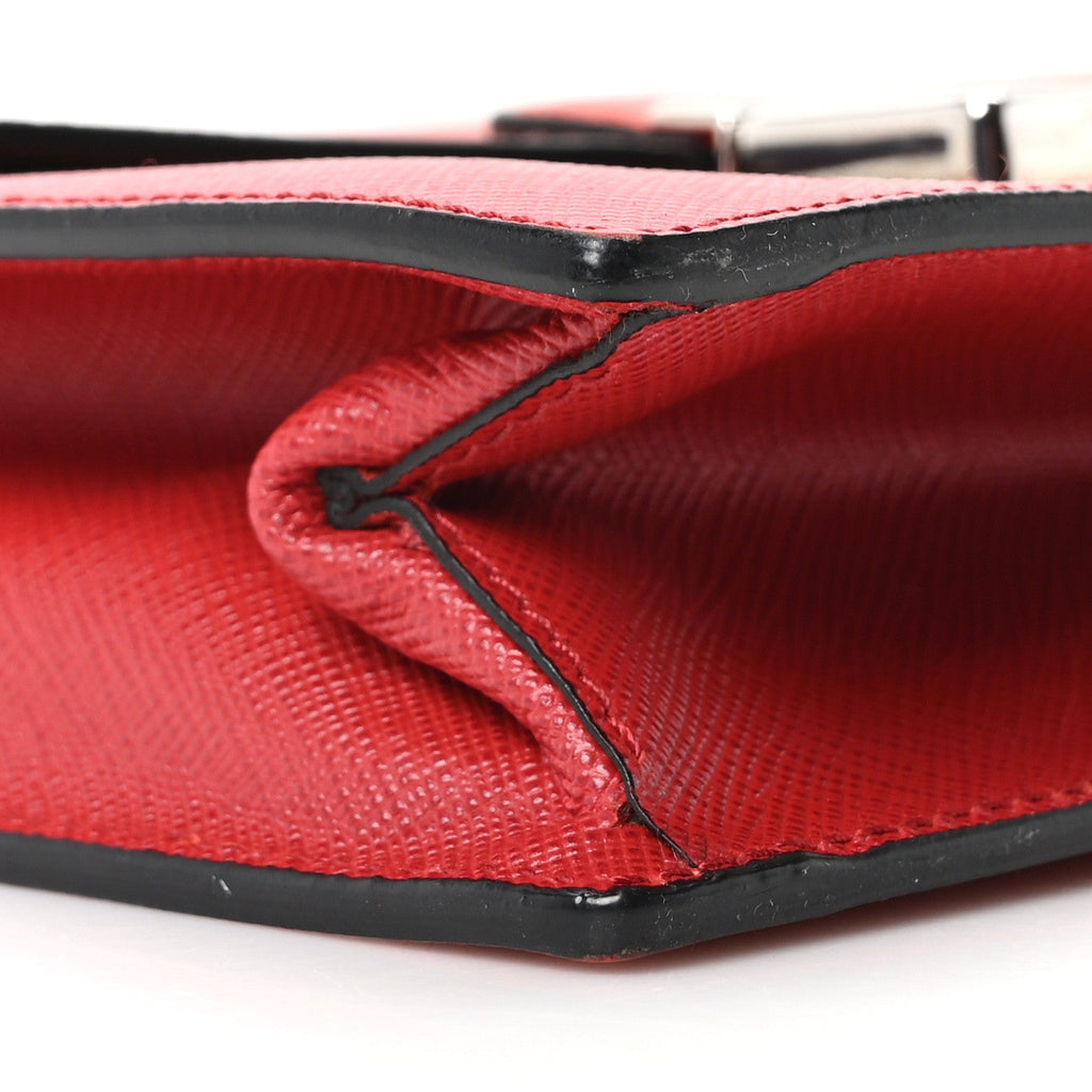 Saffiano Lux Sound Shoulder Bag Fuoco Lacca