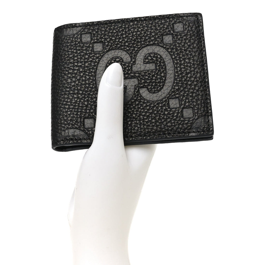 Piuma Calfskin Jumbo GG Embossed Wallet Black