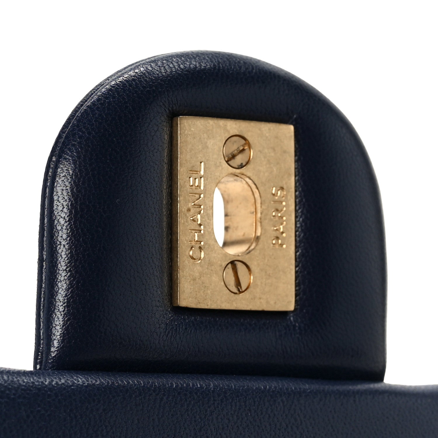 Lambskin Quilted Mini Pearl Crush Rectangular Flap Navy Blue