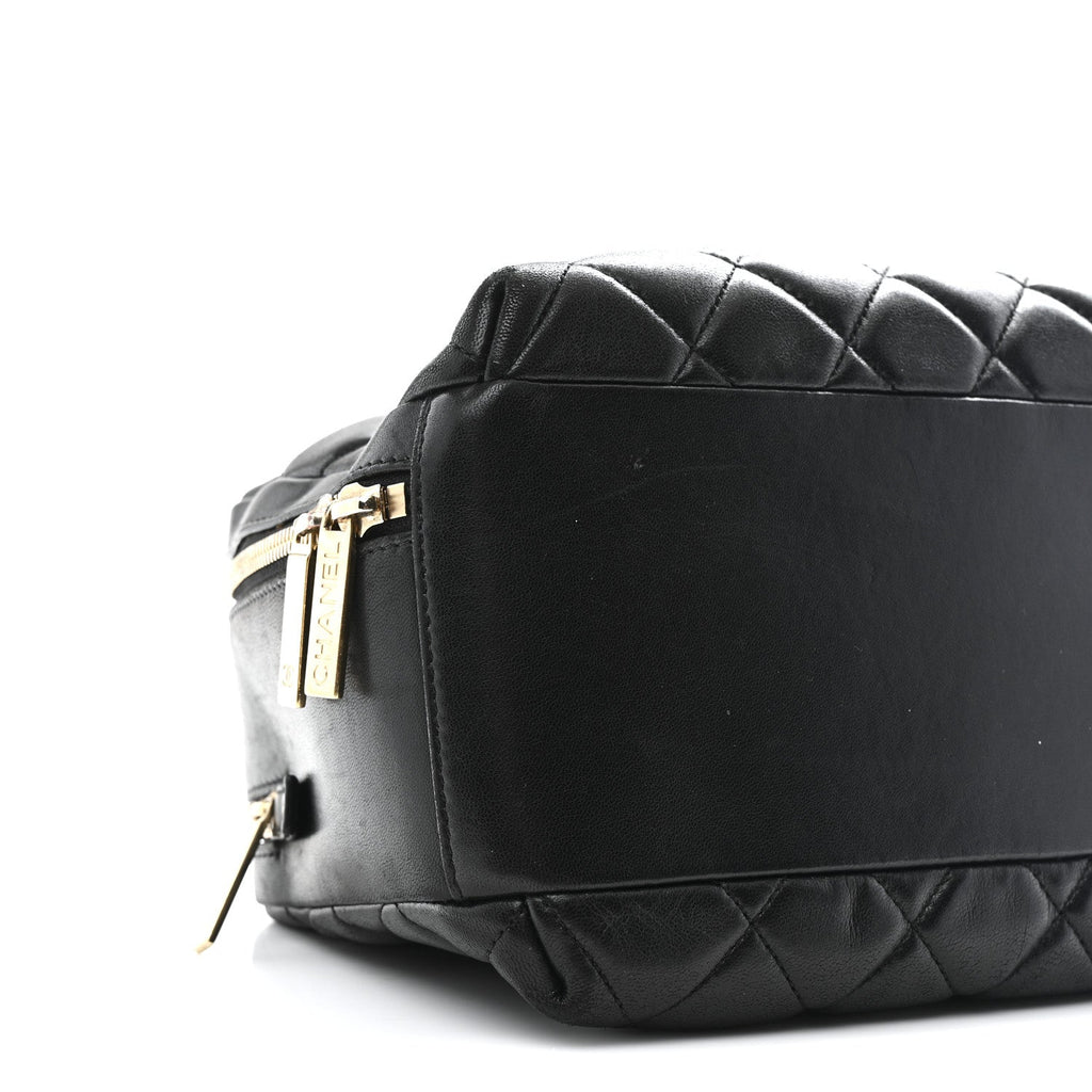 Lambskin Quilted Medium Trendy CC Bowling Bag Black