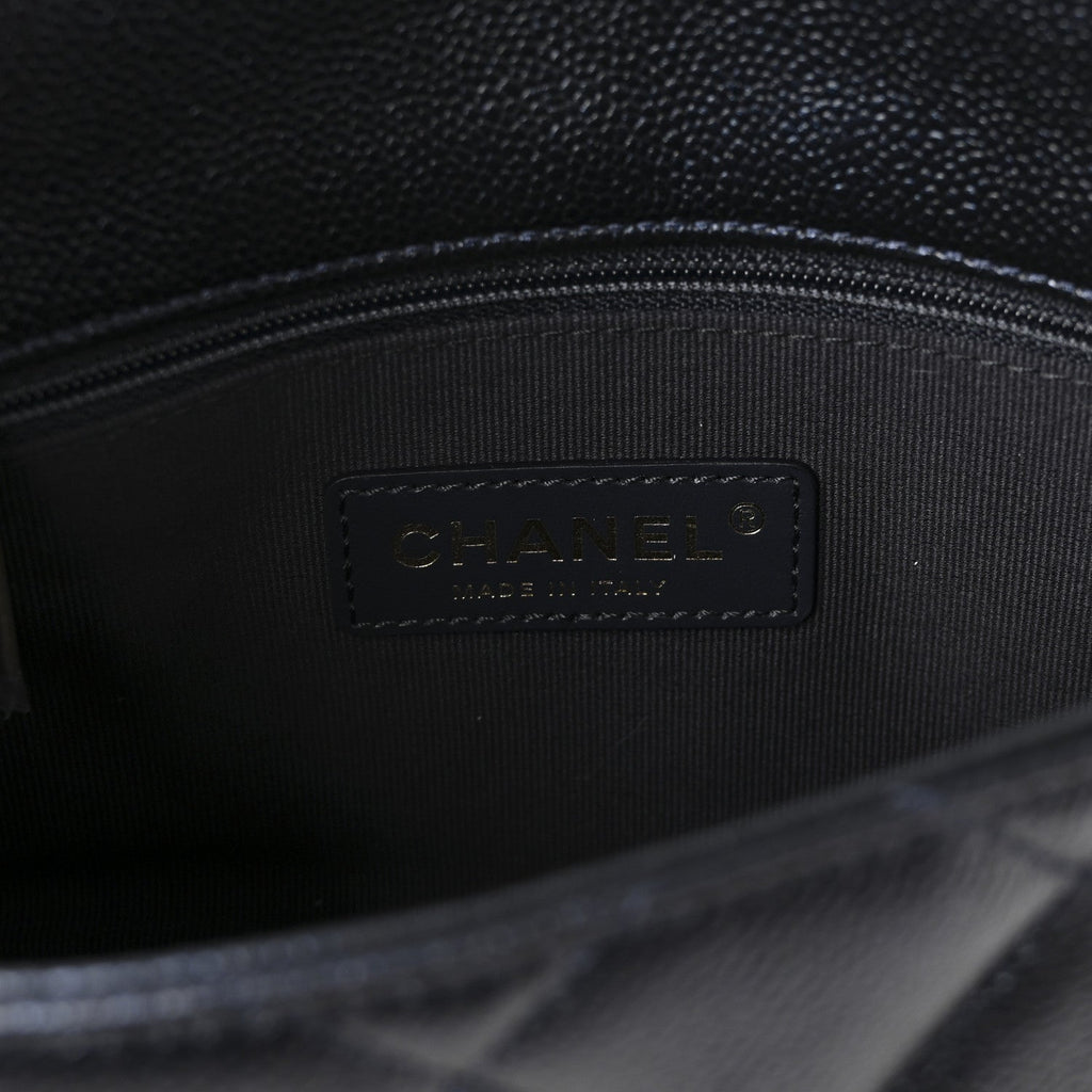 Iridescent Caviar Quilted Mini My Perfect Flap Black