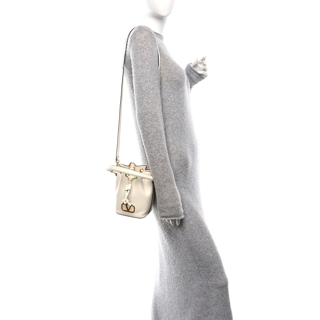Nappa Mini VLogo Signature Bucket Bag Light Ivory