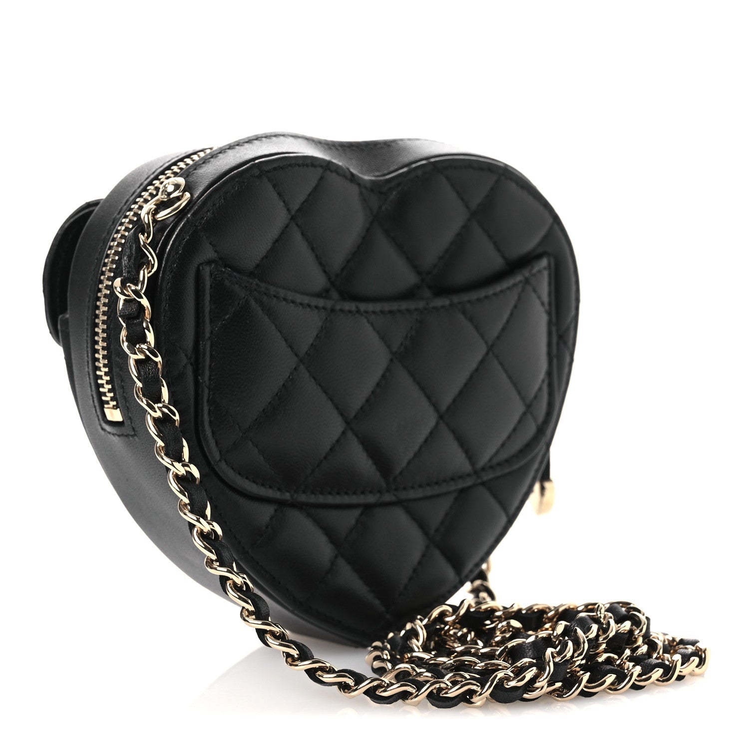 Lambskin Quilted CC In Love Heart Clutch With Chain Black