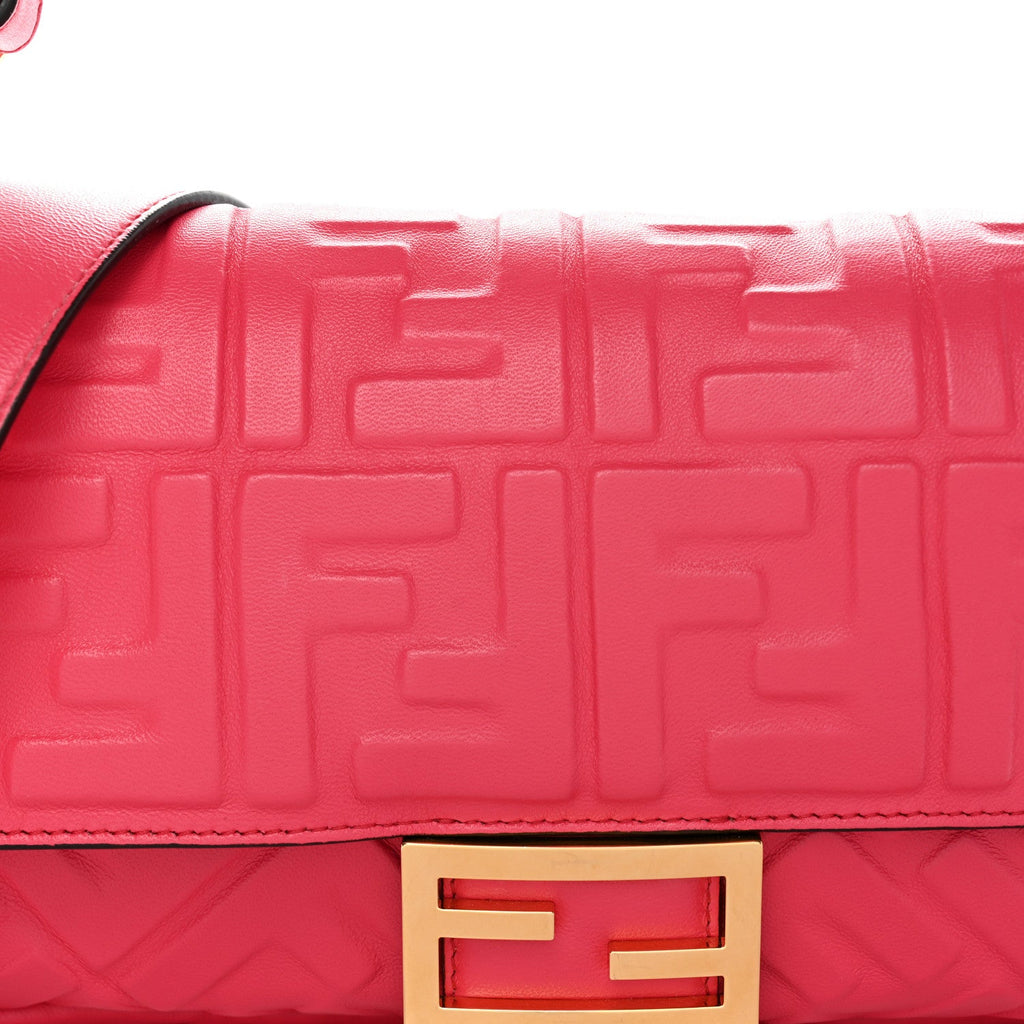 Nappa FF 1974 Embossed Baguette Rosa Fluo
