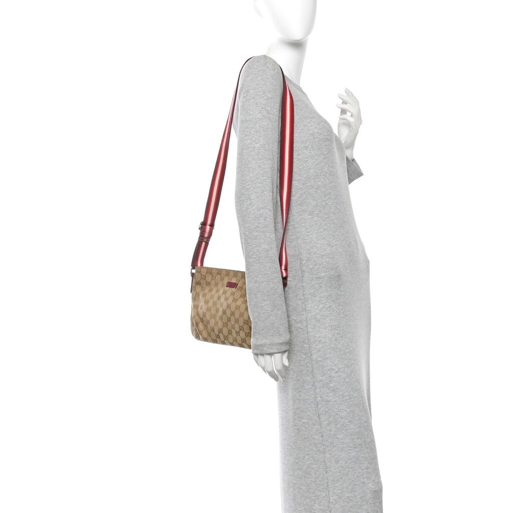 Monogram Web Small Flat Messenger Crossbody Pink Gold