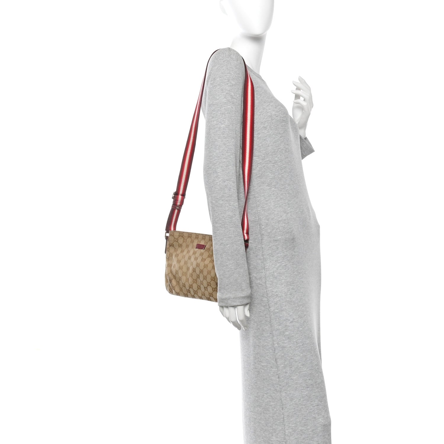 Monogram Web Small Flat Messenger Crossbody Pink Gold