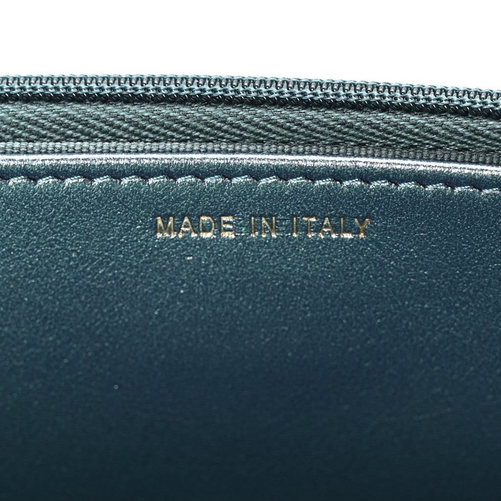 Iridescent Caviar Quilted Wallet on Chain WOC Dark Blue