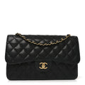 Caviar Quilted Jumbo Double Flap Black
