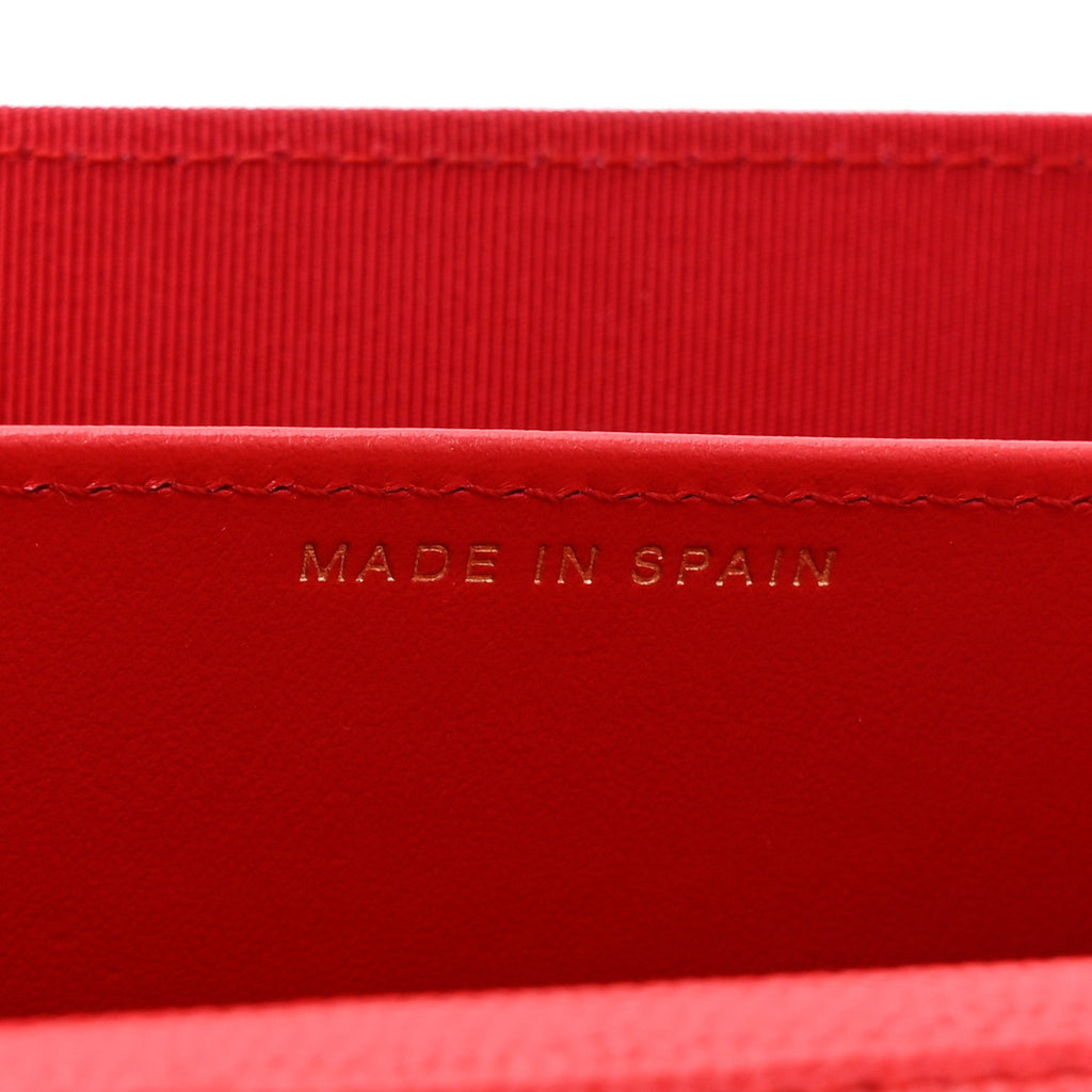 Caviar Quilted Flap  Holder On Chain Red
