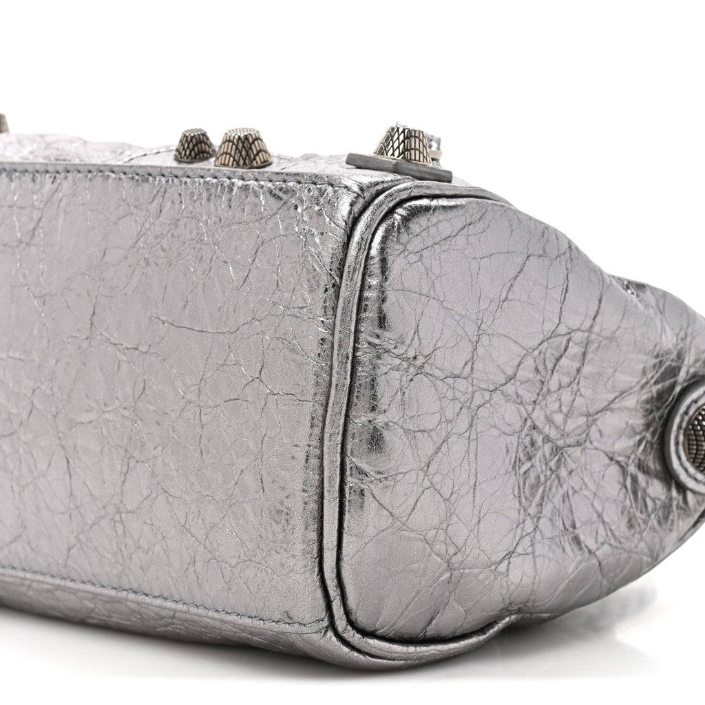 Metallic Agneau Arena Mini Le Cagole Duffle Crossbody Bag Silver