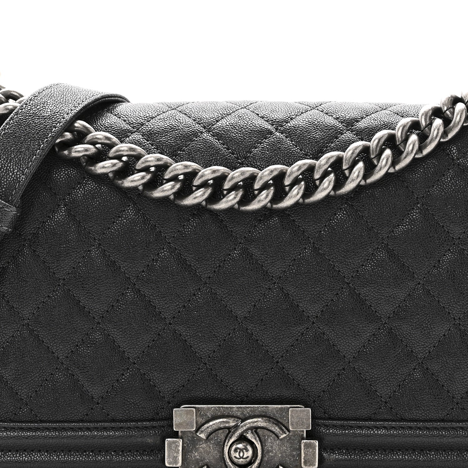 Caviar Quilted Medium Boy Flap Charcoal