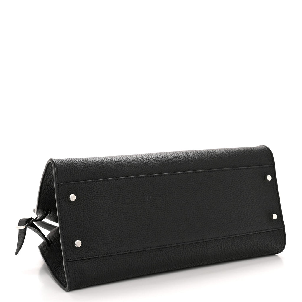 Matte Grained Calfskin Margaux Shoulder 12 Black