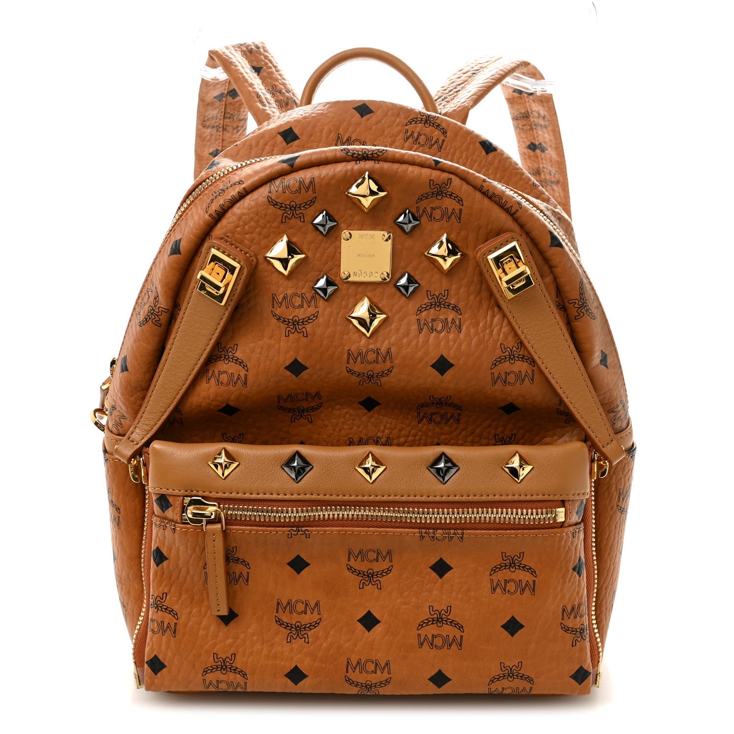 Visetos Studded Small Dual Stark Backpack Cognac