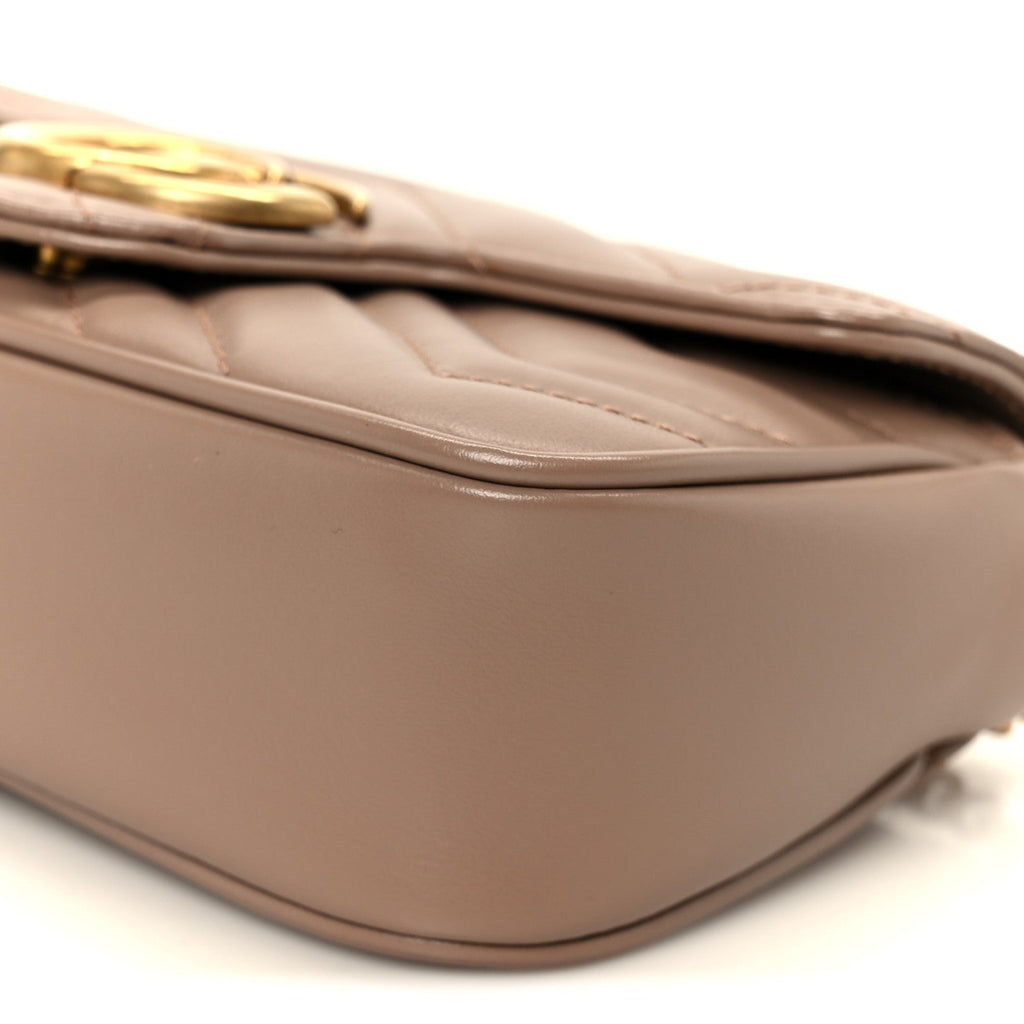Calfskin Matelasse Super Mini GG Marmont Shoulder Bag Porcelain Rose