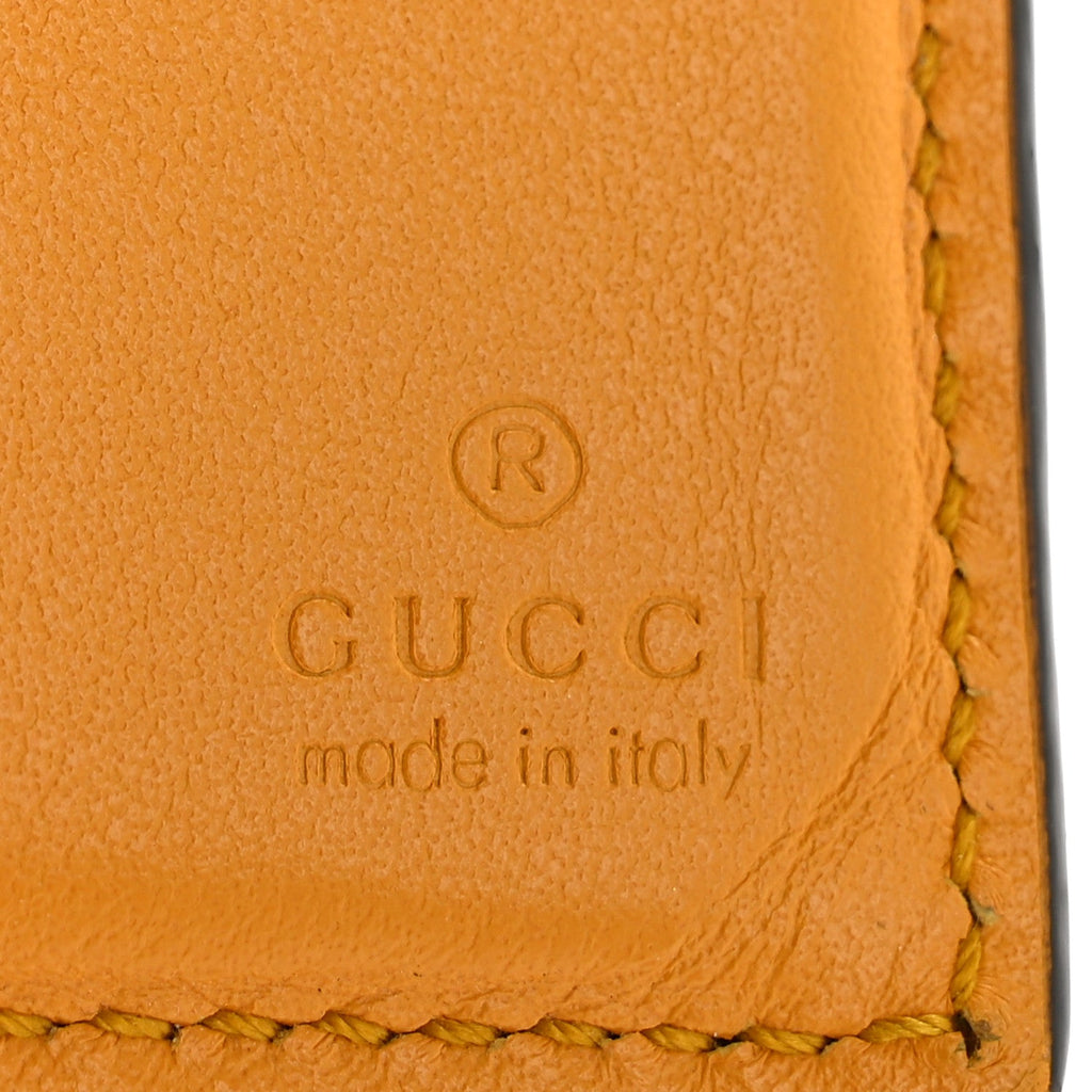 Calfskin GG Tennis Embossed Bi-Fold Wallet Yellow Tangerine