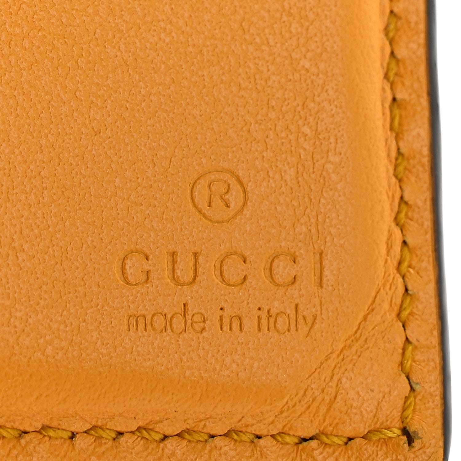 Calfskin GG Tennis Embossed Bi-Fold Wallet Yellow Tangerine
