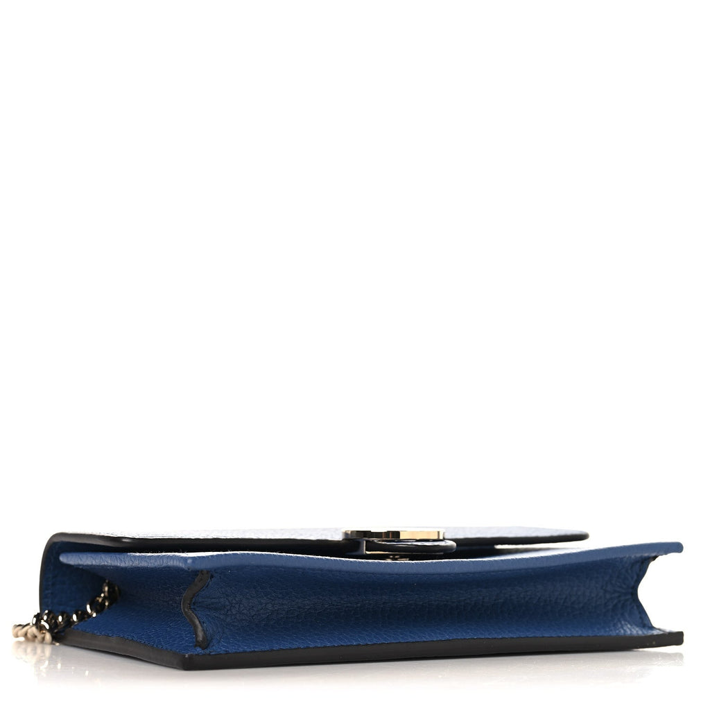 Dollar Calfskin Interlocking G Chain Wallet Caspian