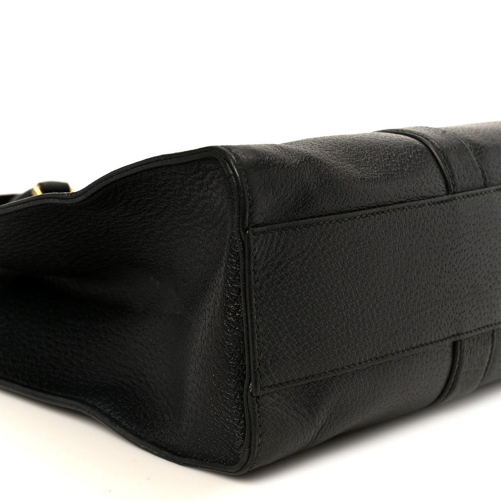 Grained Calfskin Web Top Handle Tote Black